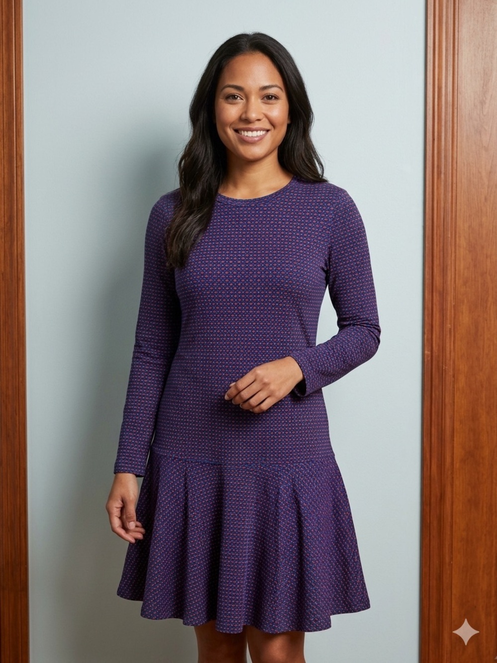 NWT Tory Burch Jenny Dress Navy Sea Ocho Rios Cotton Drop Waist Ruffle Hem